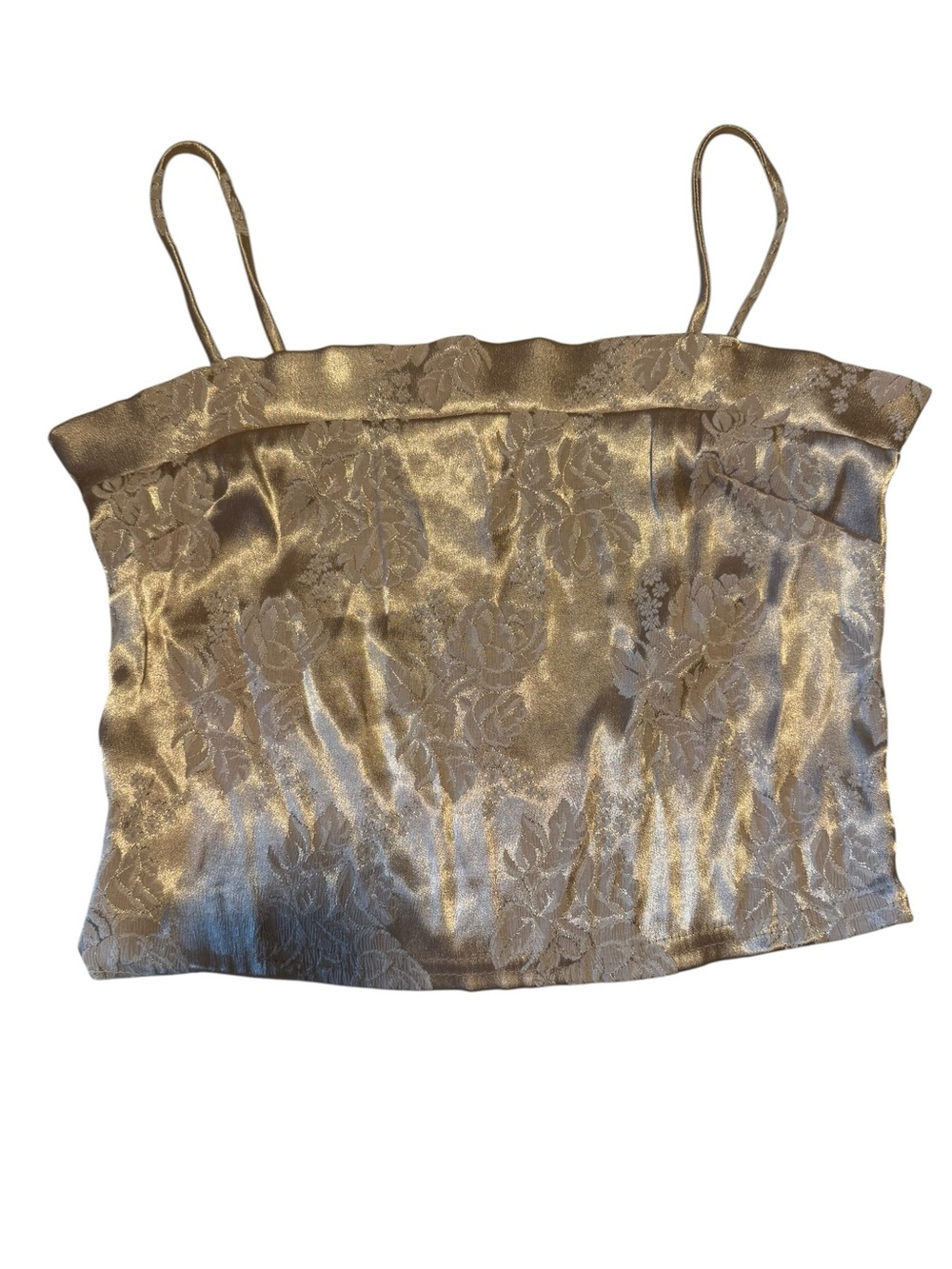 Metallic Gold Floral Jacquard Spaghetti-Strap Cami